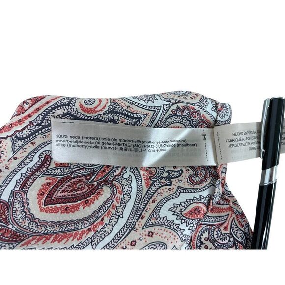 Massimo Dutti Mini Tank Silk Dress EU 36 US 4 Red Paisley V-neck 6603/843 NWT - Picture 14 of 16